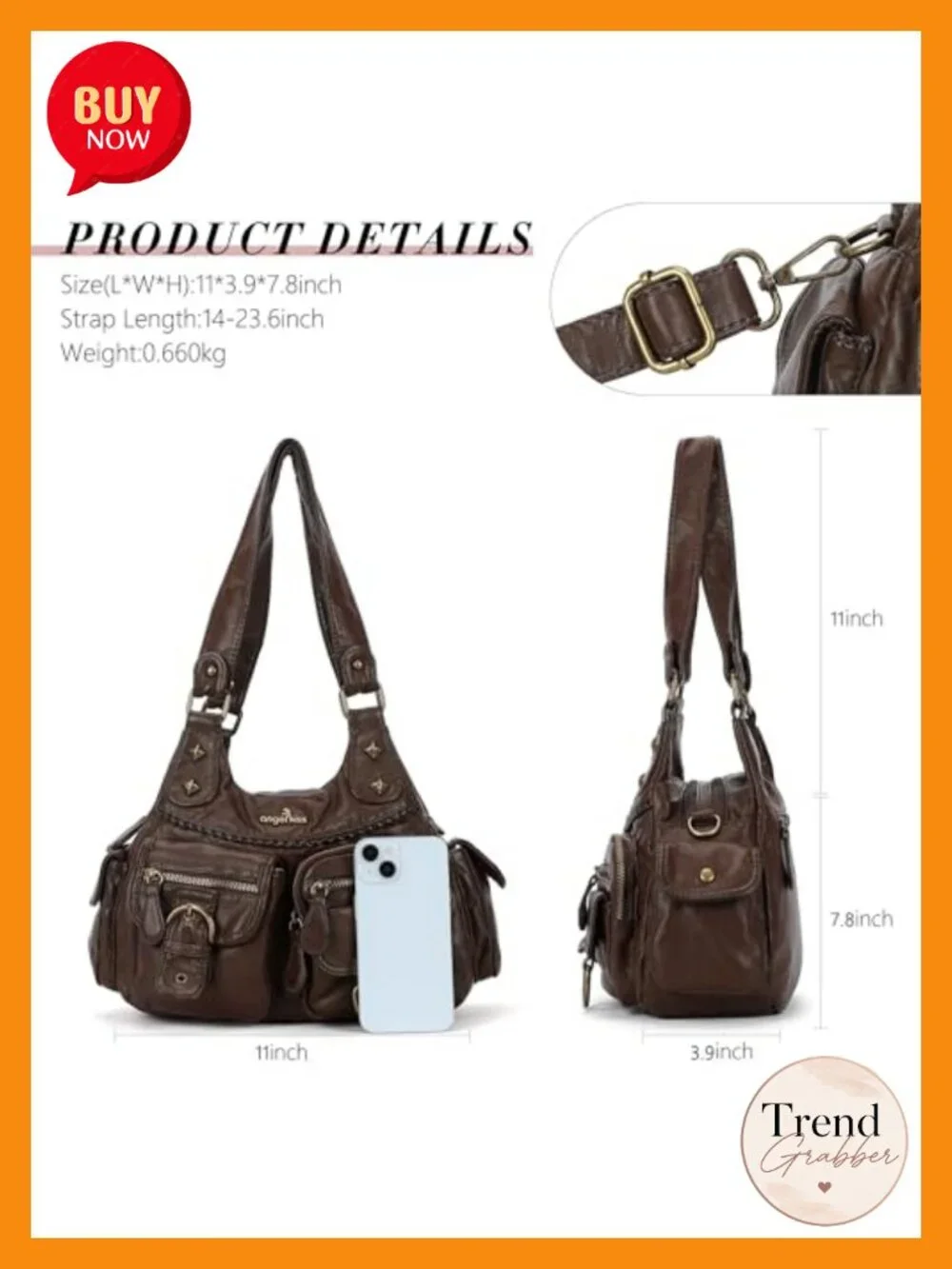 Faux Leather Hobo Shoulder Bag Vegan Leather Crossbody Purse